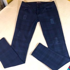 Bongo Navy Plaid Jeans Size 5